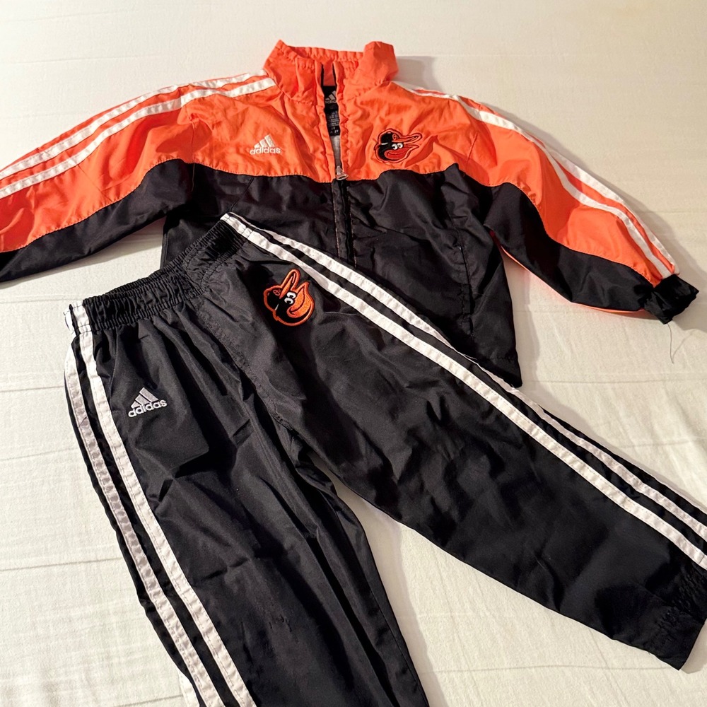 Adidas Baltimore Orioles Toddler Track Suit 2T Orange Black MLB Windbreaker Set